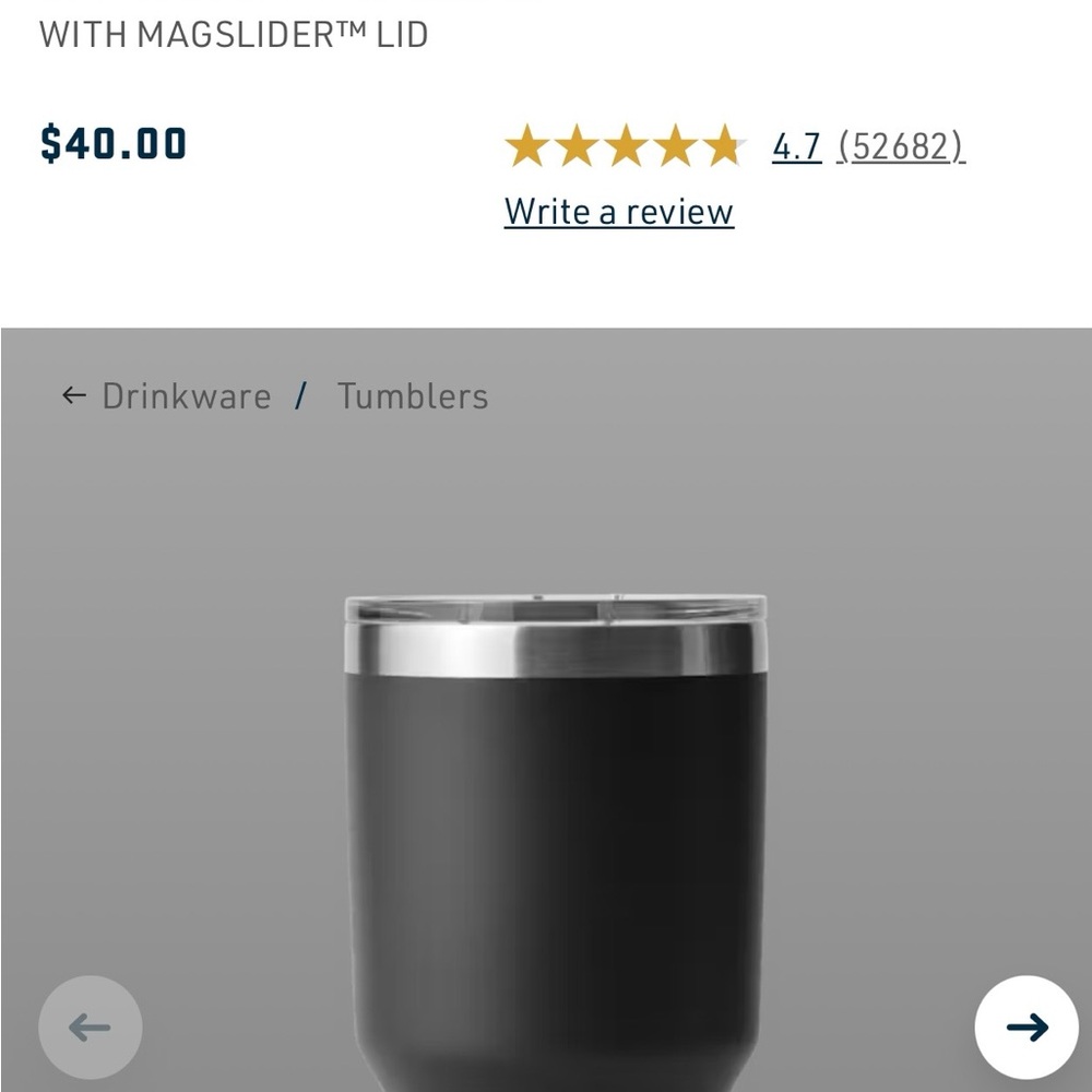 YETI Black Tumbler with Magslider Lid - Picture 2 of 2